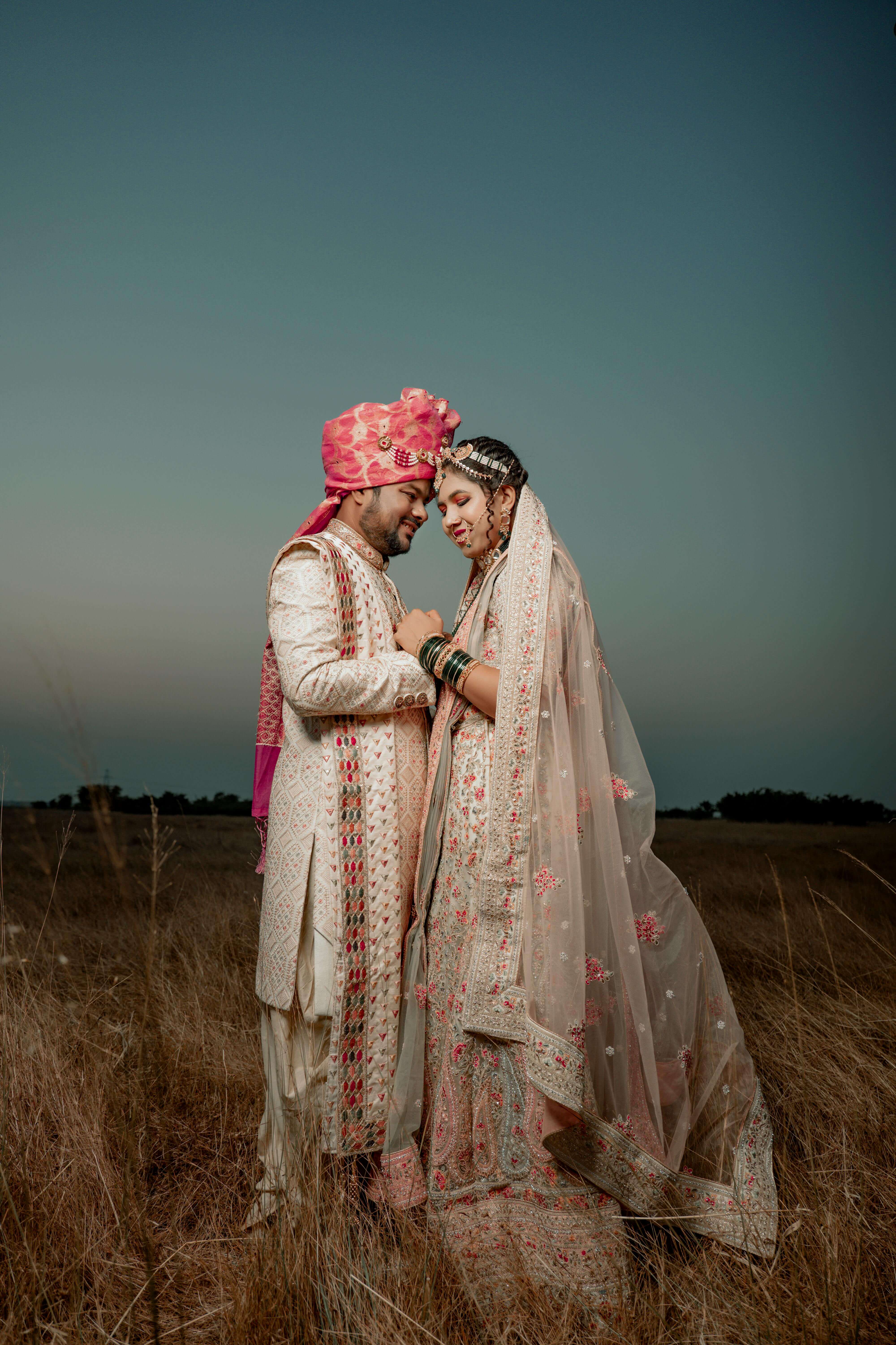 A bride and groom at their wedding